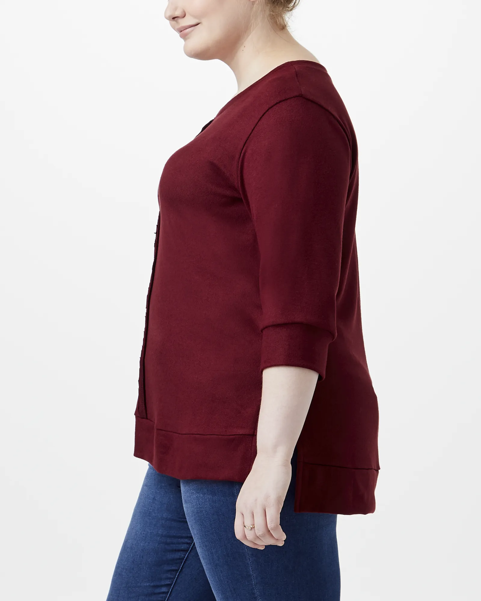 Kamari Three-Quarter Sleeve Tunic | Burgundy