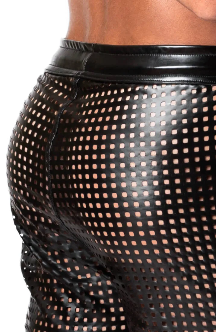 Laser-cut wet look tregging pants - The Master’s Grip