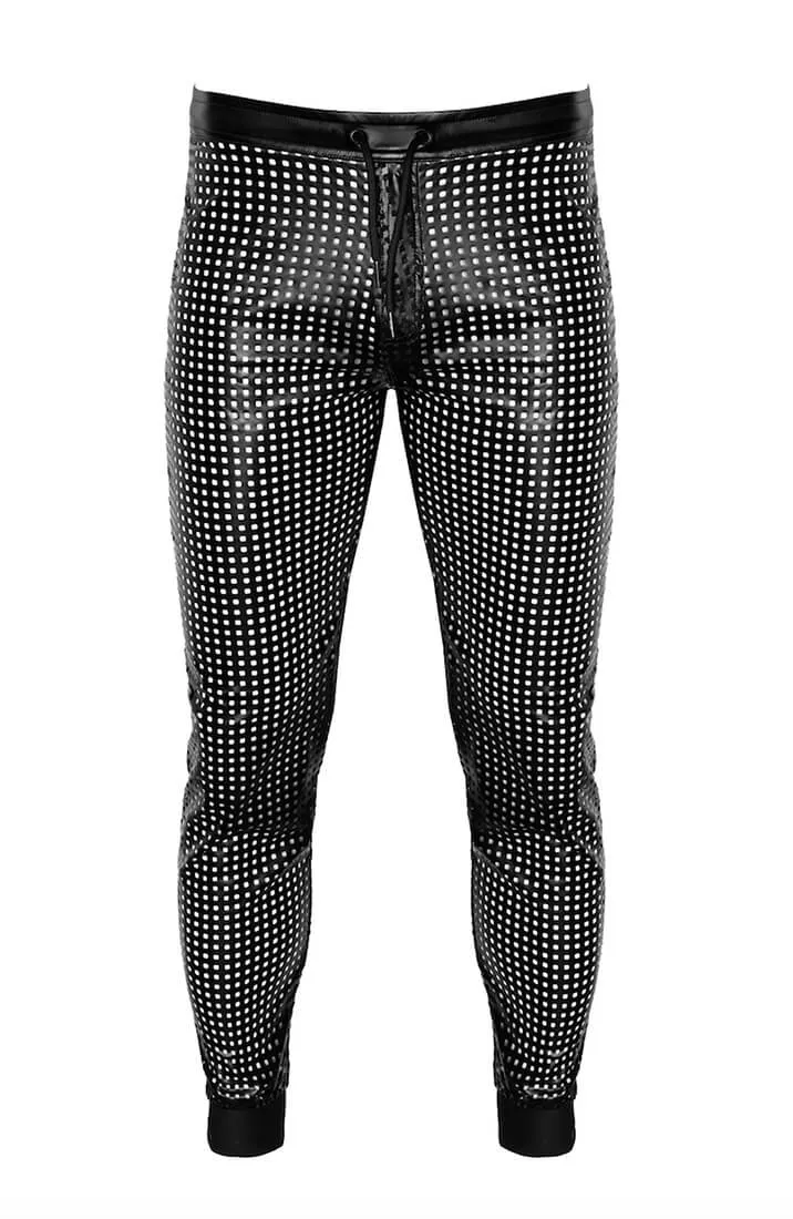 Laser-cut wet look tregging pants - The Master’s Grip