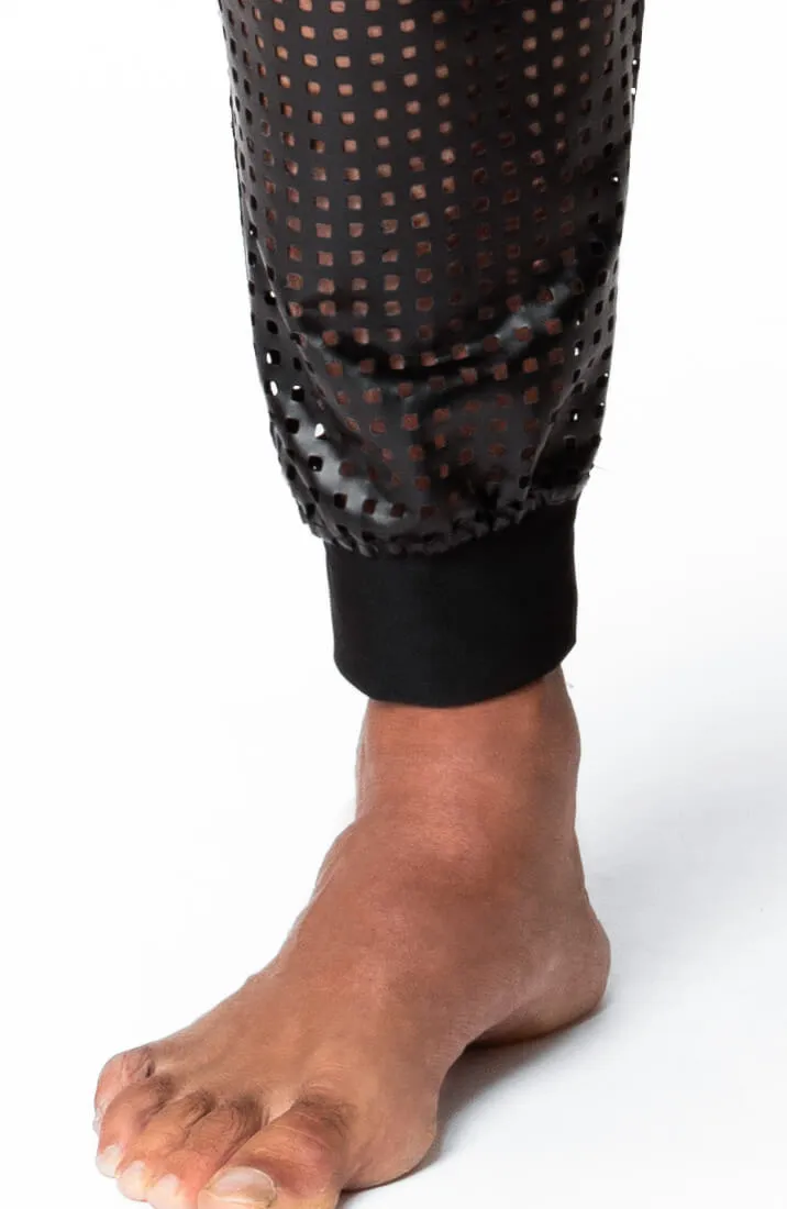 Laser-cut wet look tregging pants - The Master’s Grip