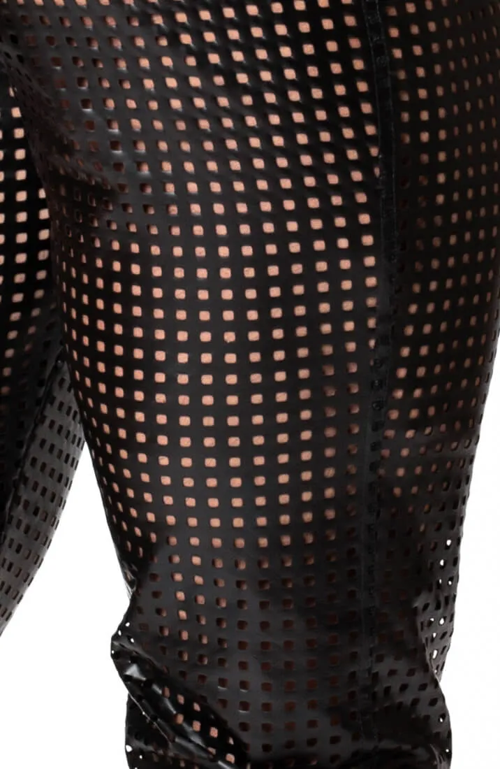 Laser-cut wet look tregging pants - The Master’s Grip