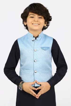 Light Blue Jacquard Waist Coat