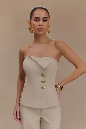 Lindie Strapless Suiting Top - Sand