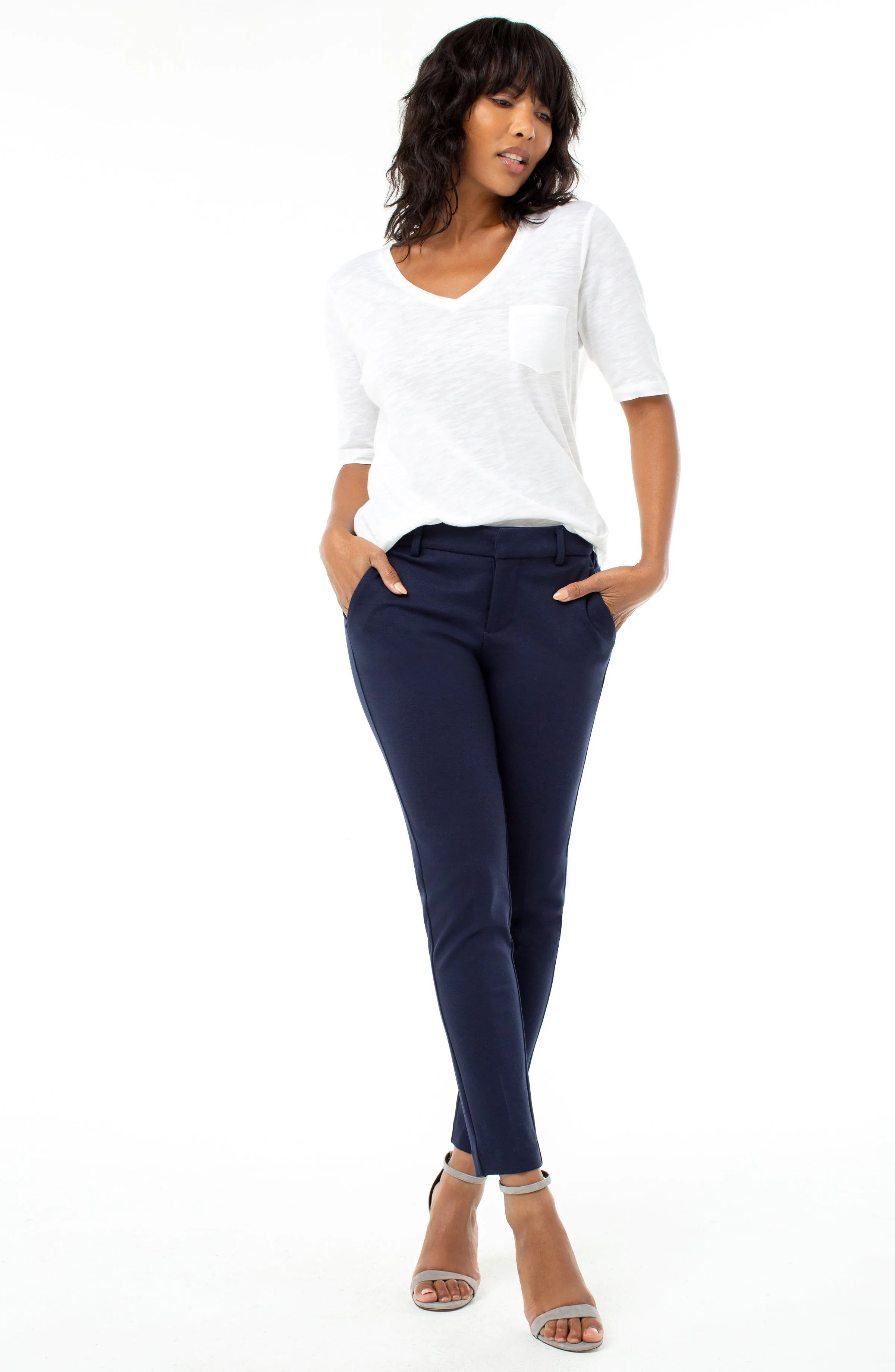 Liverpool Kelsey Knit Trouser Super Stretch Ponte In Cadet Blue