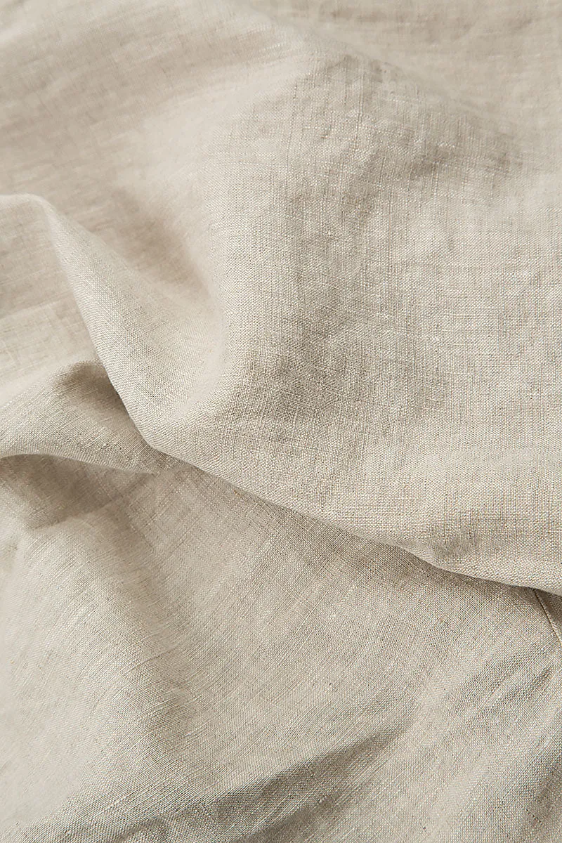Loose Back Pockets Natural Linen Trousers