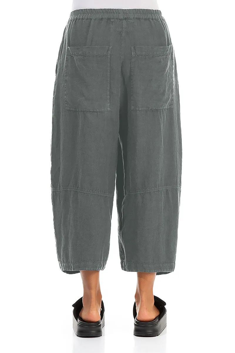 Loose Back Pockets Sage Linen Trousers