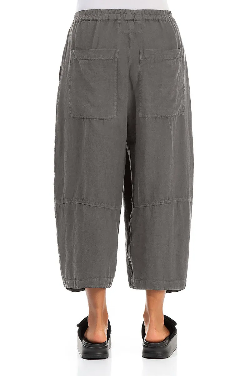 Loose Back Pockets Truffle Linen Trousers