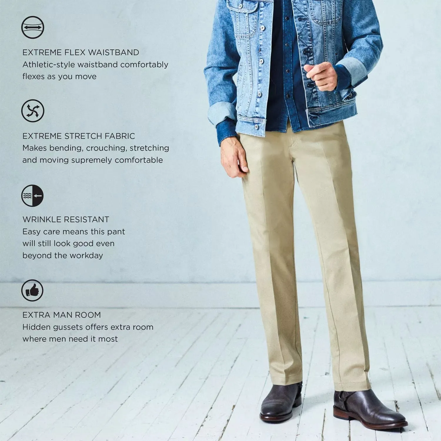 Men's Lee Performance Series Extreme Comfort Khaki Straight Fit Flat Front Pants
