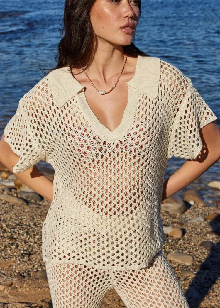 Minkpink Balmy Crochet Knit Pants - Cream ***FINAL SALE***
