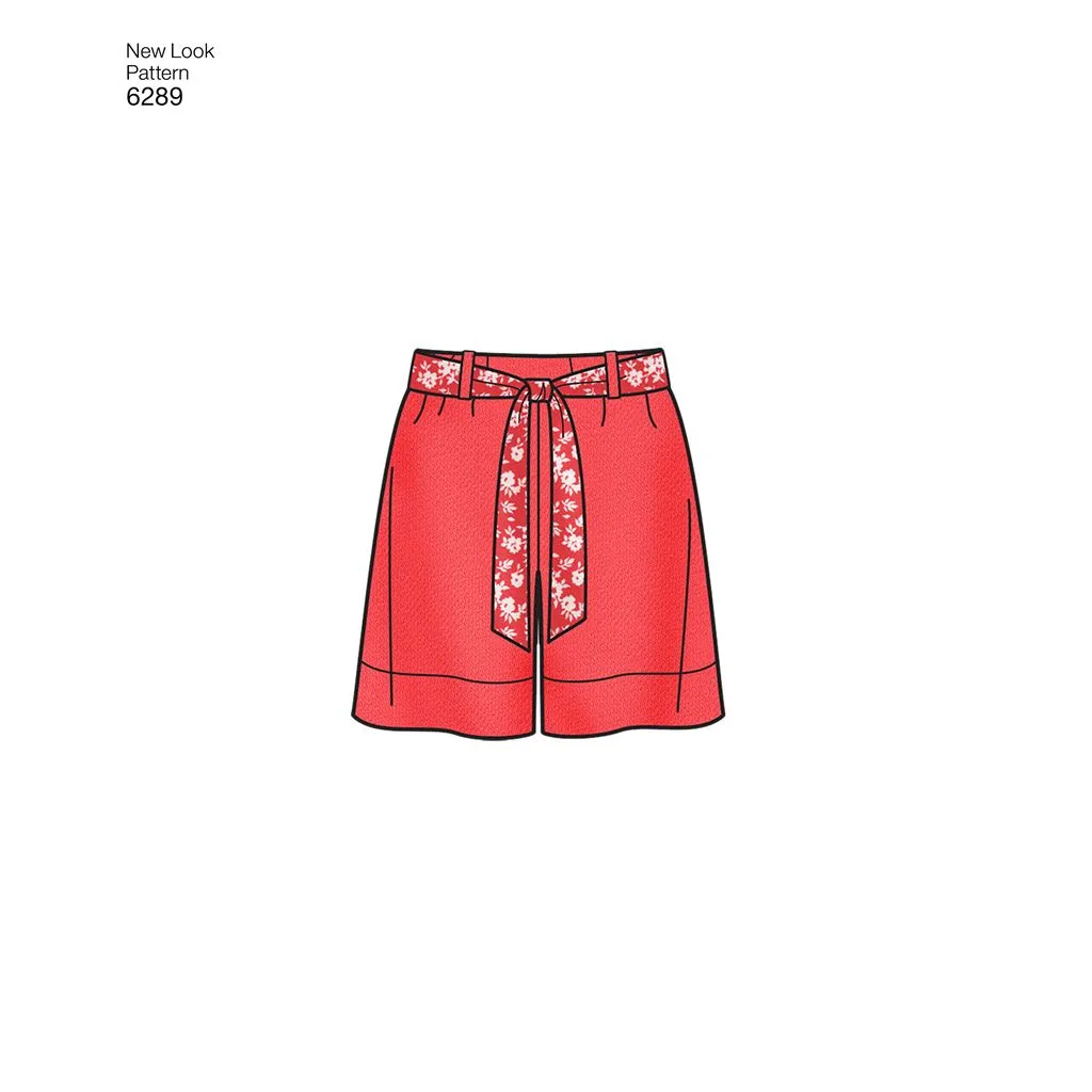 New Look Pattern 6289 Misses' Pull-on Pants or Shorts and Tie Belt