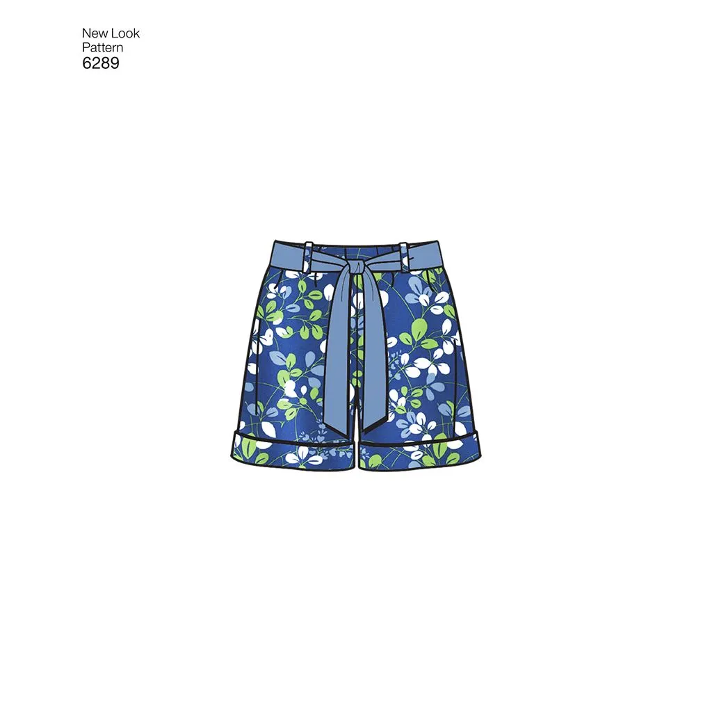 New Look Pattern 6289 Misses' Pull-on Pants or Shorts and Tie Belt