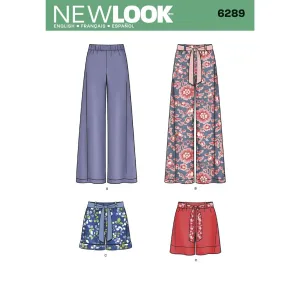 New Look Pattern 6289 Misses' Pull-on Pants or Shorts and Tie Belt