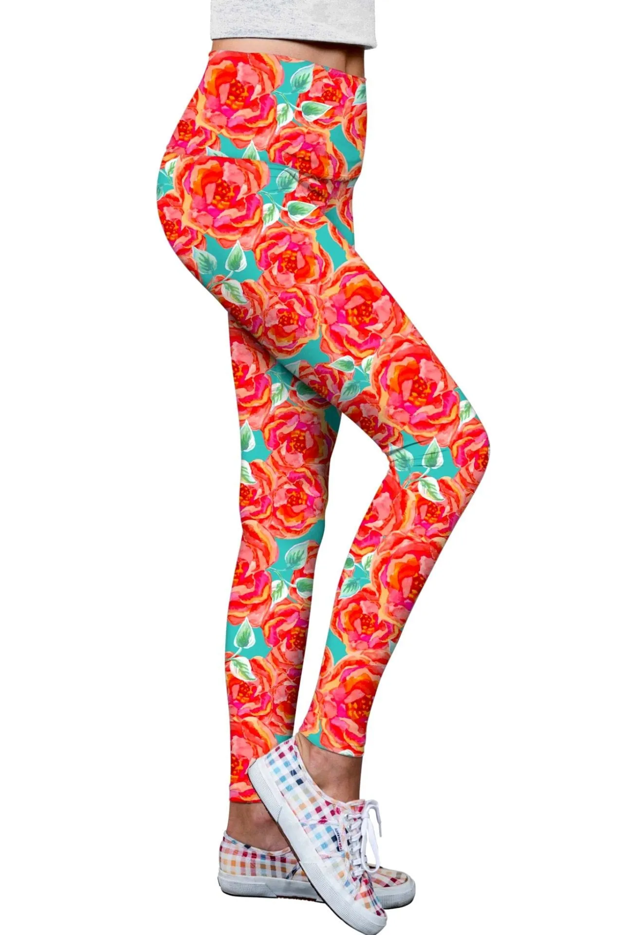 Oh So Sassy Lucy Floral Print Performance Leggings - Women