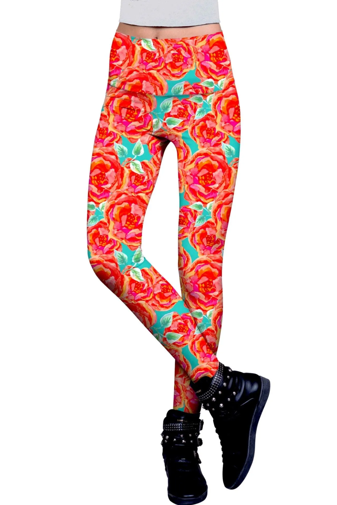 Oh So Sassy Lucy Floral Print Performance Leggings - Women