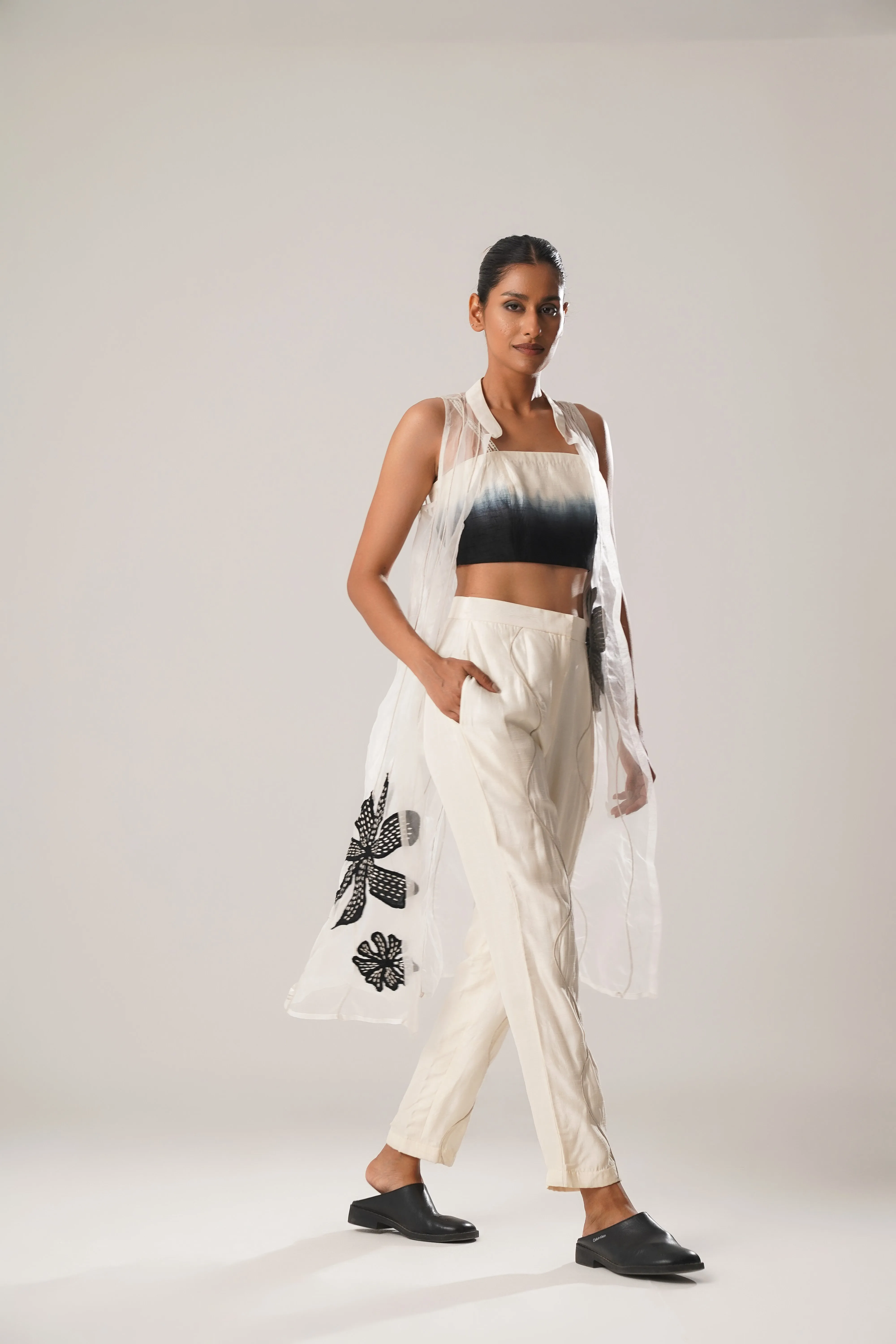Ombre Top   Cigarette Pants   Organza Jacket