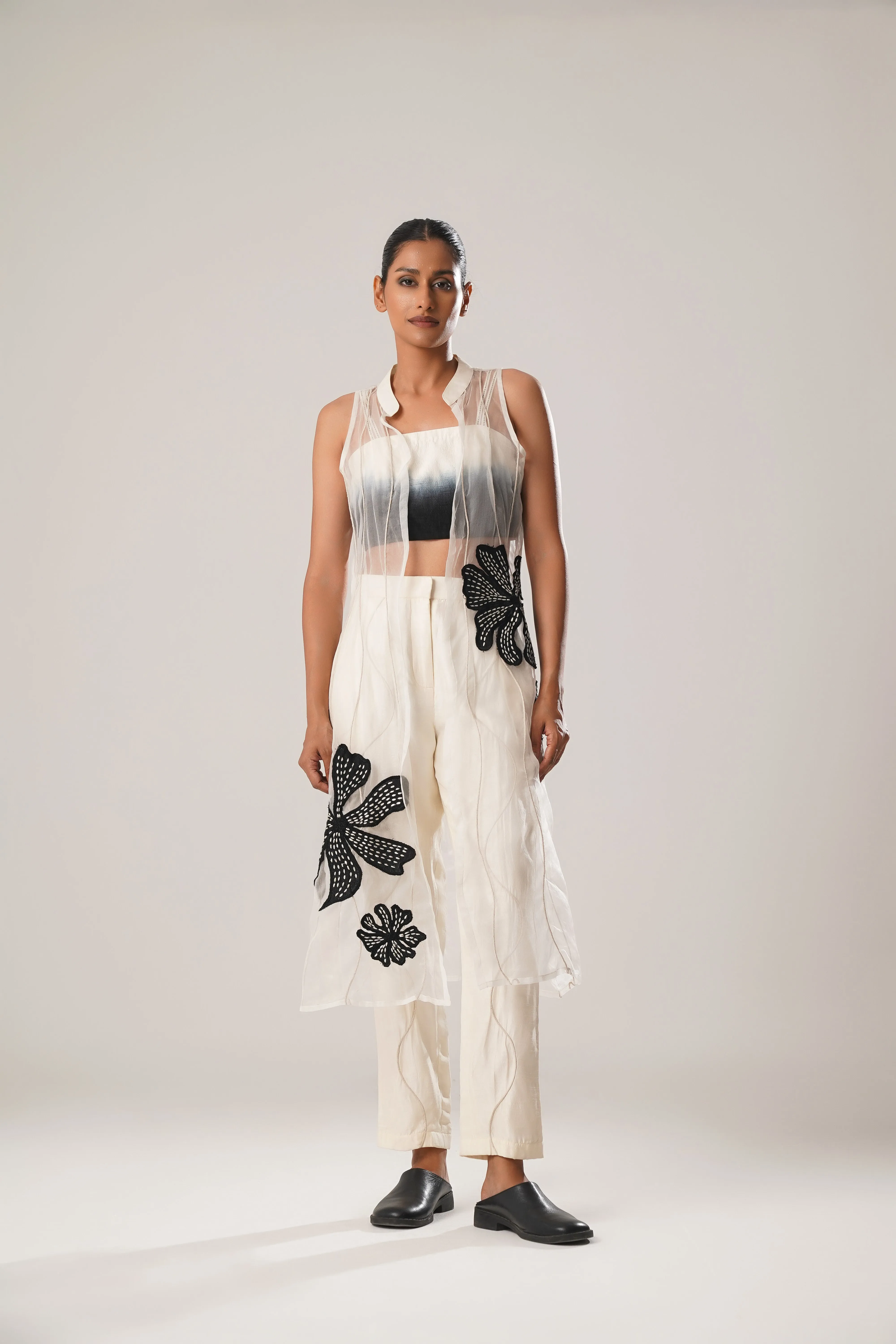 Ombre Top   Cigarette Pants   Organza Jacket