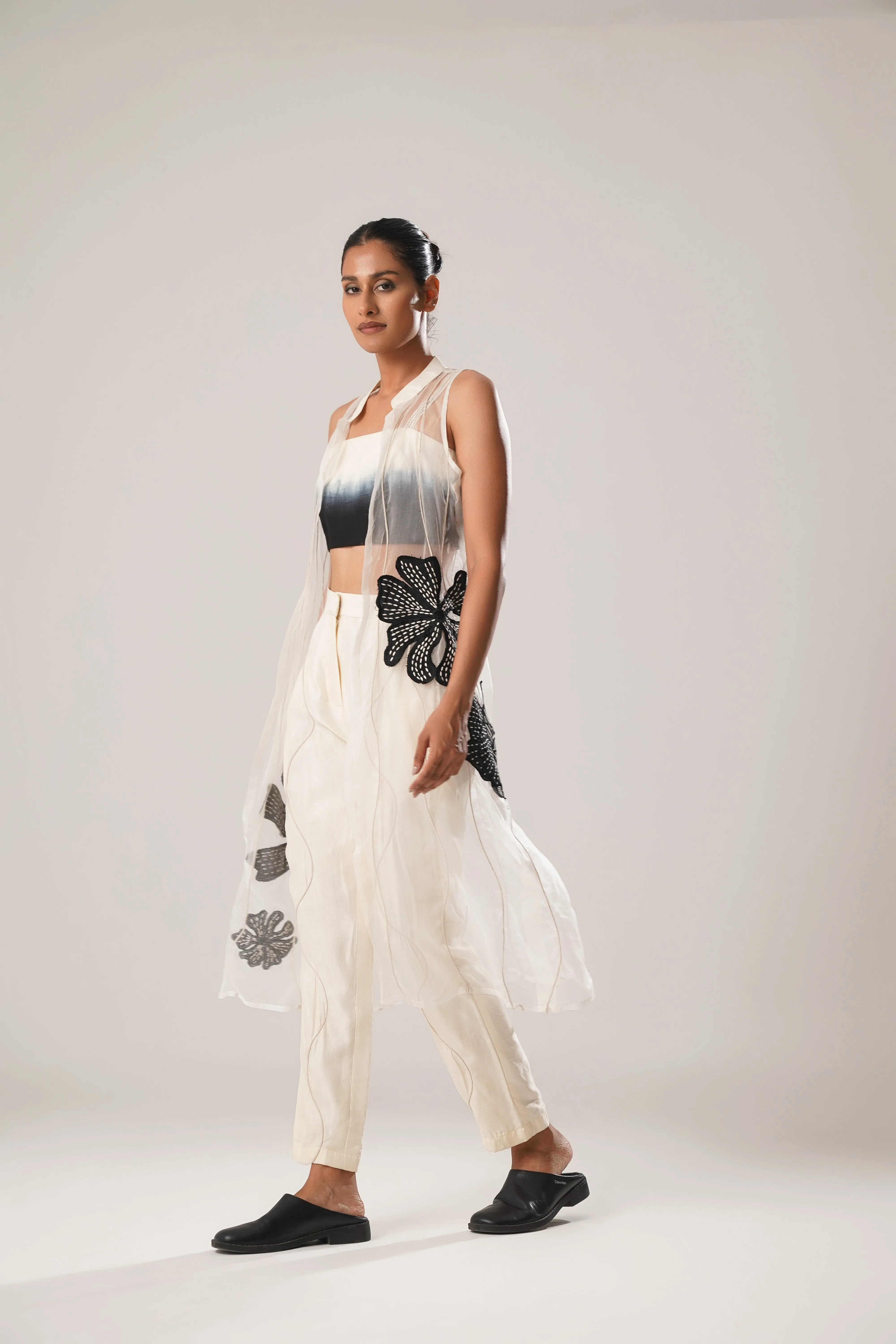 Ombre Top   Cigarette Pants   Organza Jacket