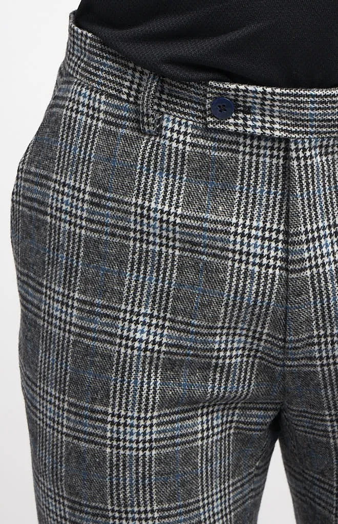 Paisley & Gray Downing Pants Slim Black Arctic Blue Check
