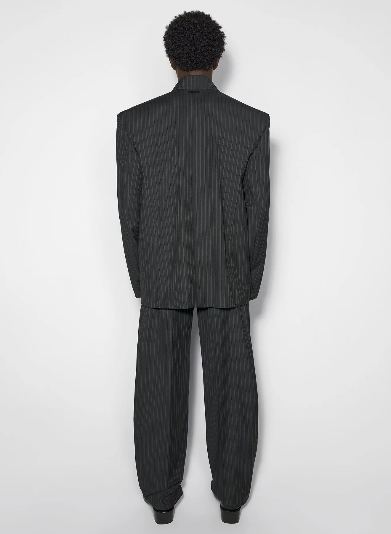 pinstripe pleated wide leg trousers
