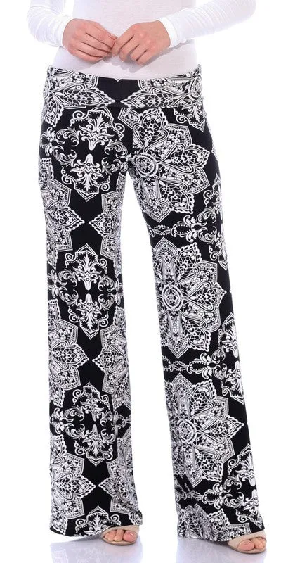 Printed Fold-Over Palazzo Pants