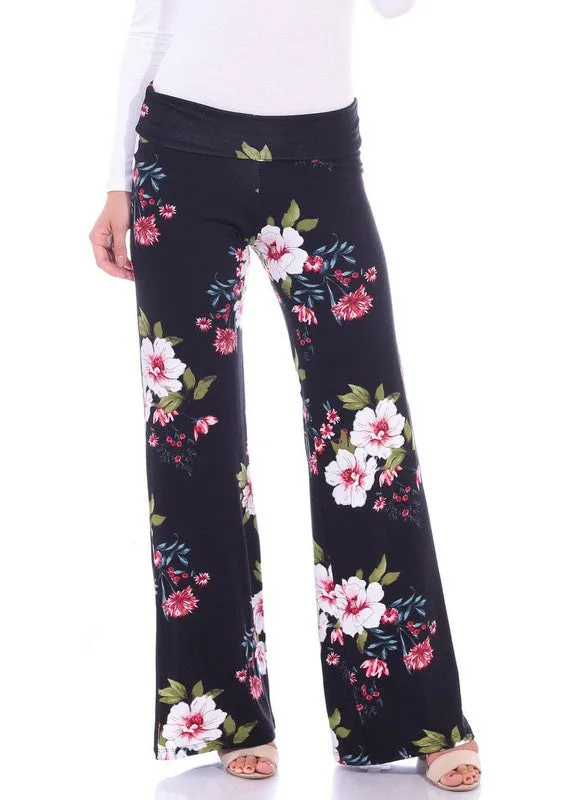 Printed Fold-Over Palazzo Pants