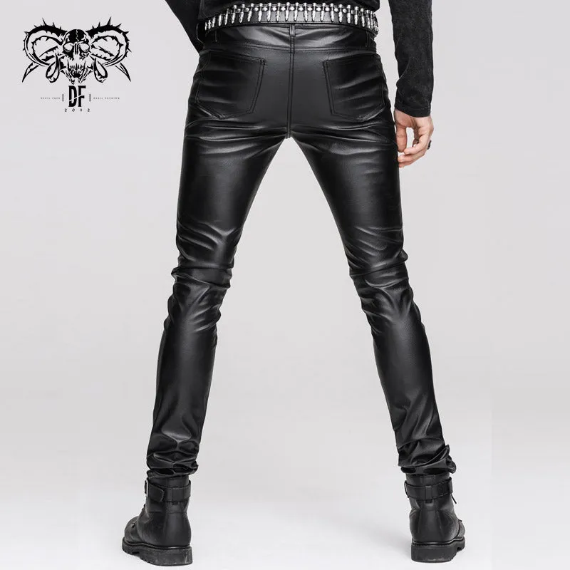 PT022 best seller daily wear men synthetic leather basic model punk tight trousers