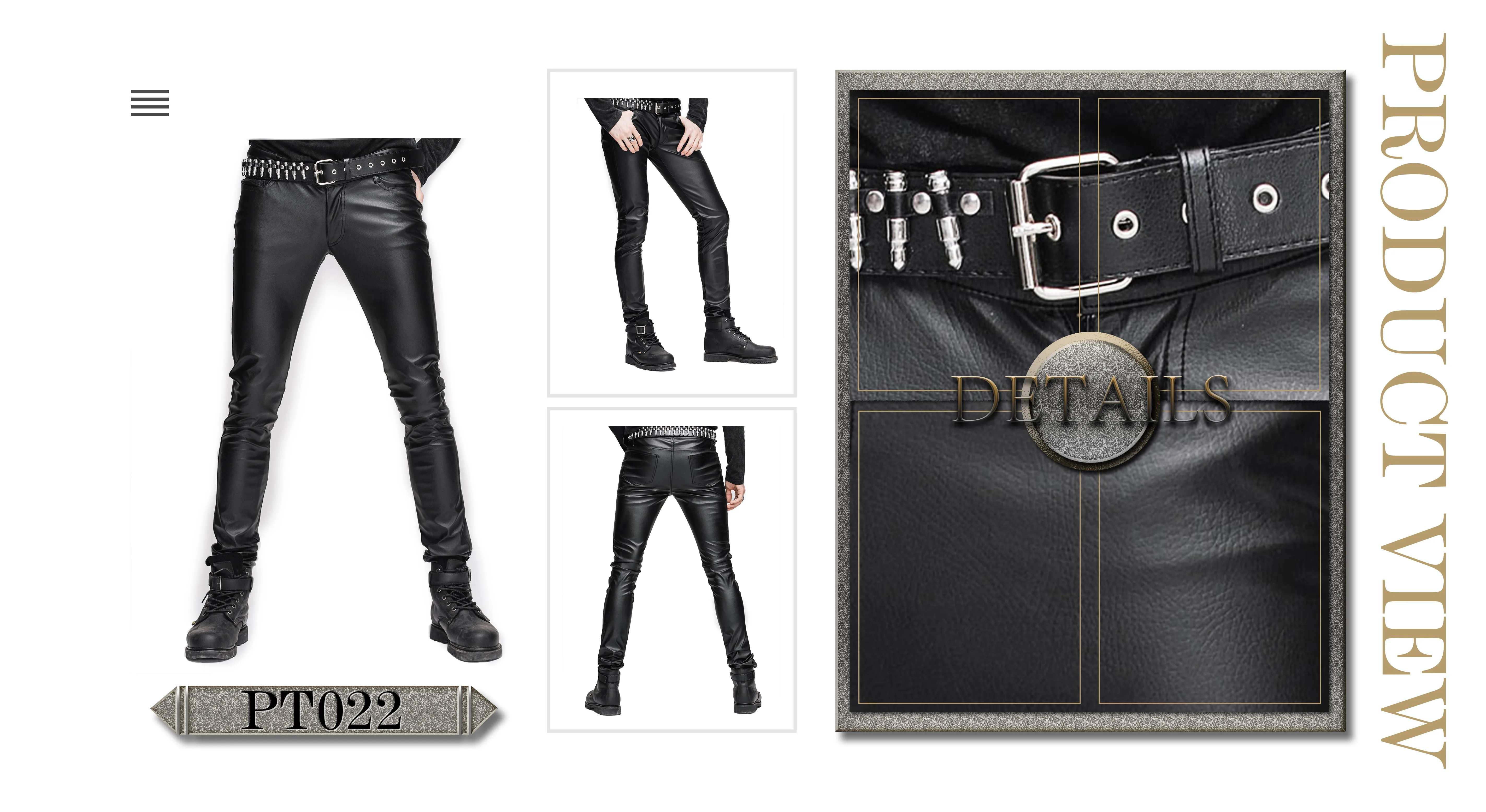 PT022 best seller daily wear men synthetic leather basic model punk tight trousers