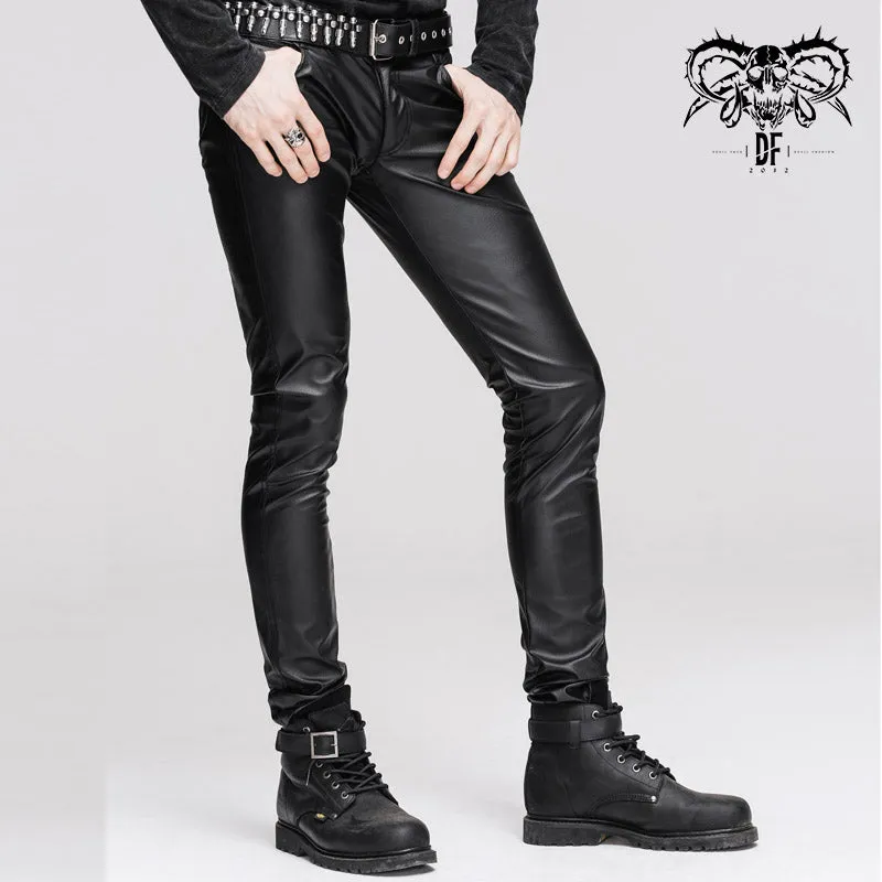 PT022 best seller daily wear men synthetic leather basic model punk tight trousers