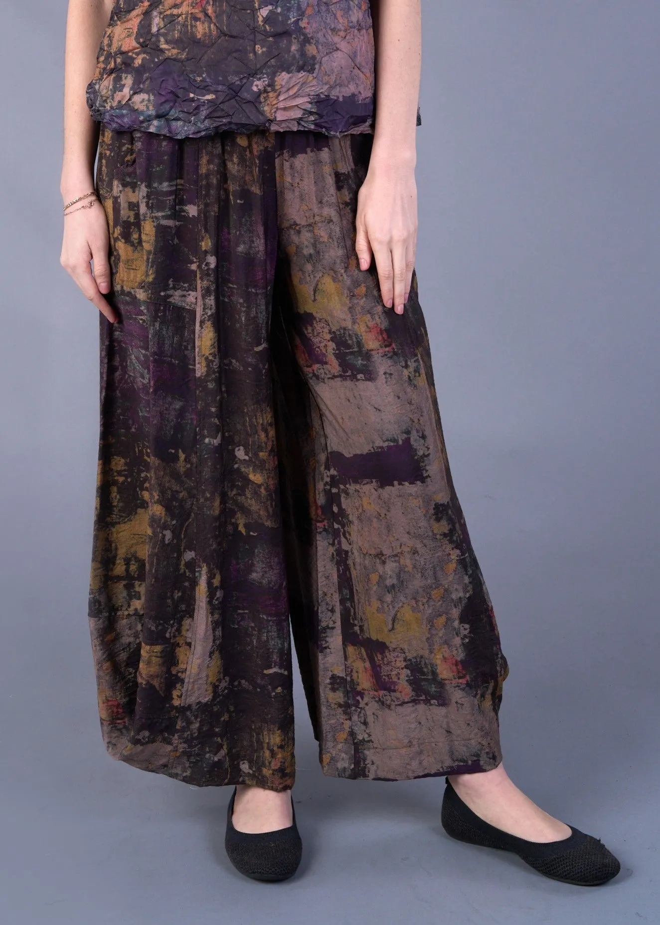 Purple Print Lantern Pant  #516