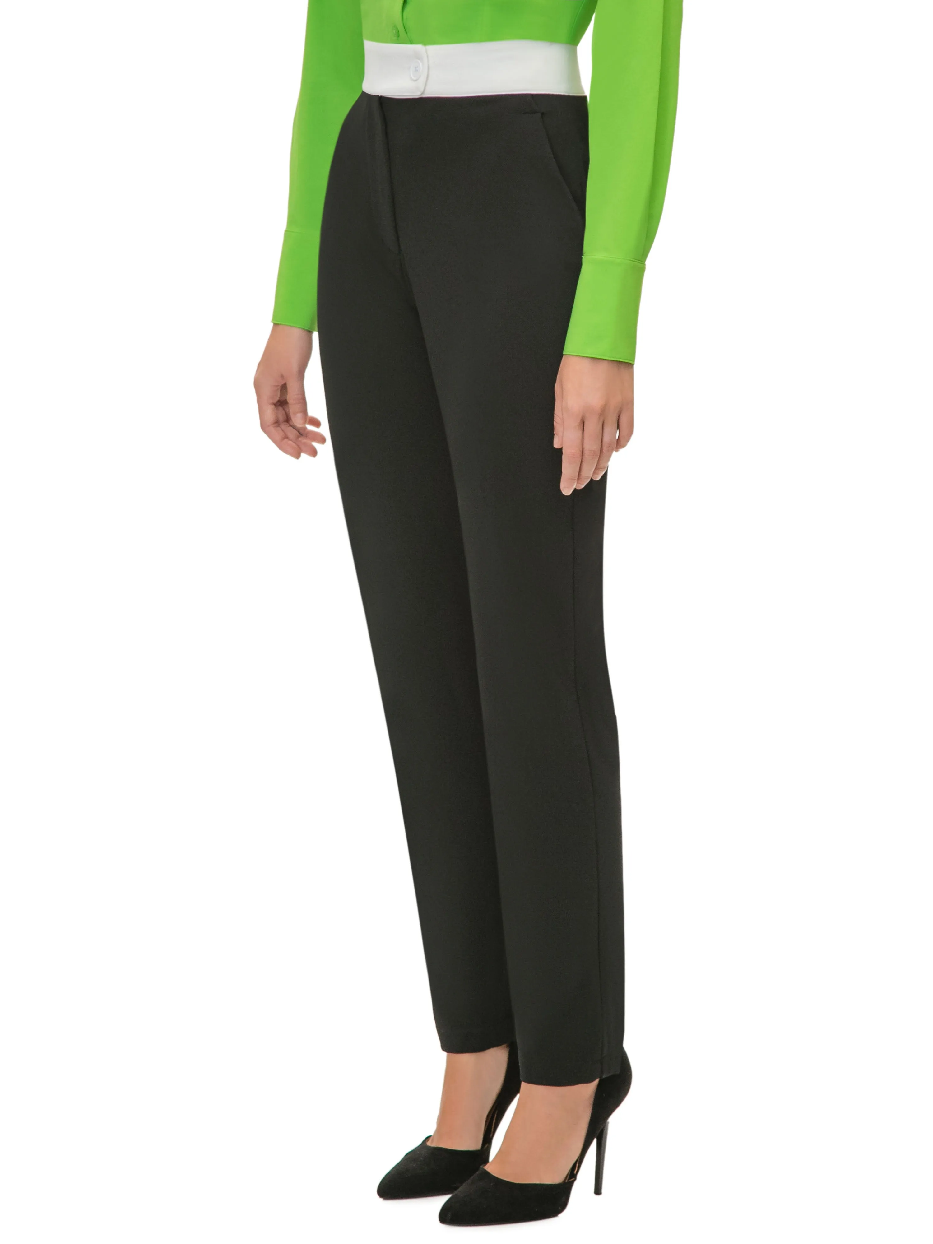 "Claudia" Black/White Contrast Waist Pants