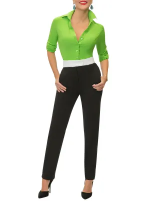 "Claudia" Black/White Contrast Waist Pants
