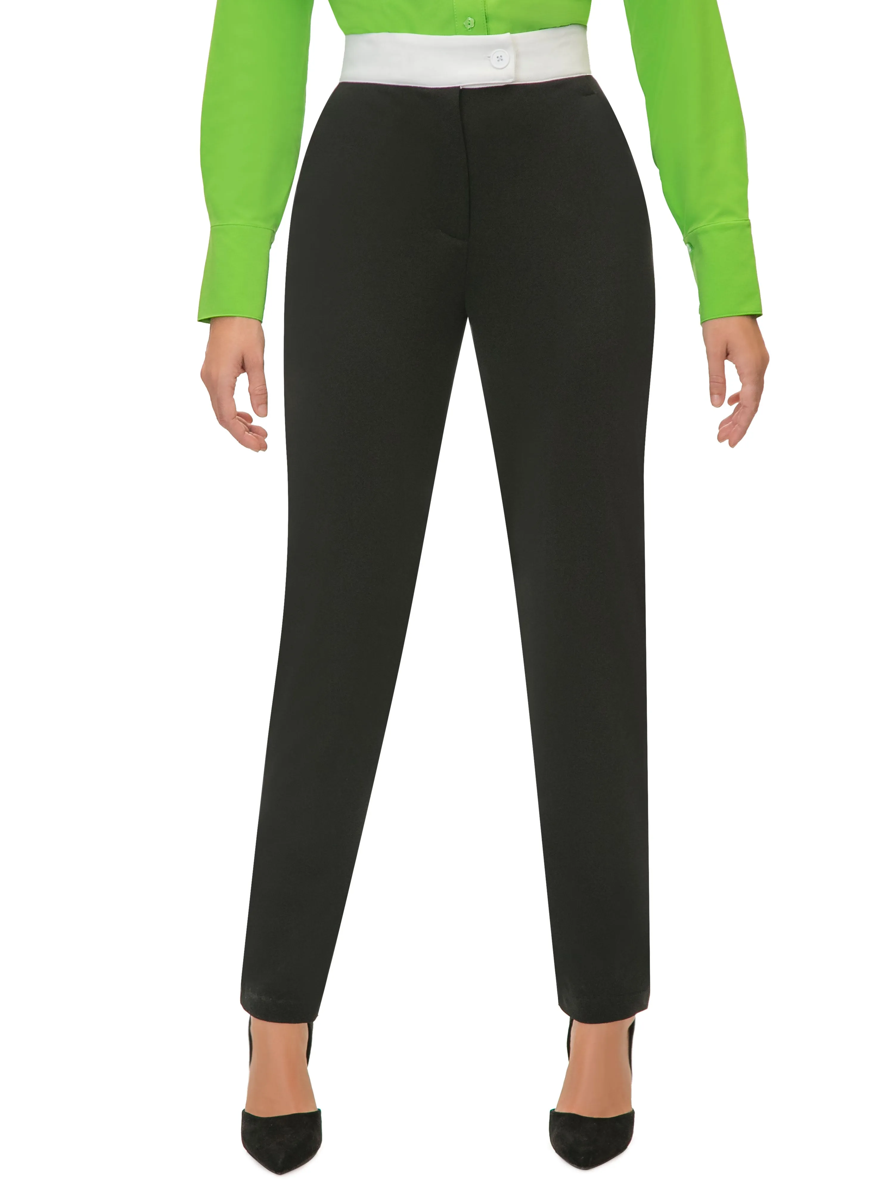 "Claudia" Black/White Contrast Waist Pants