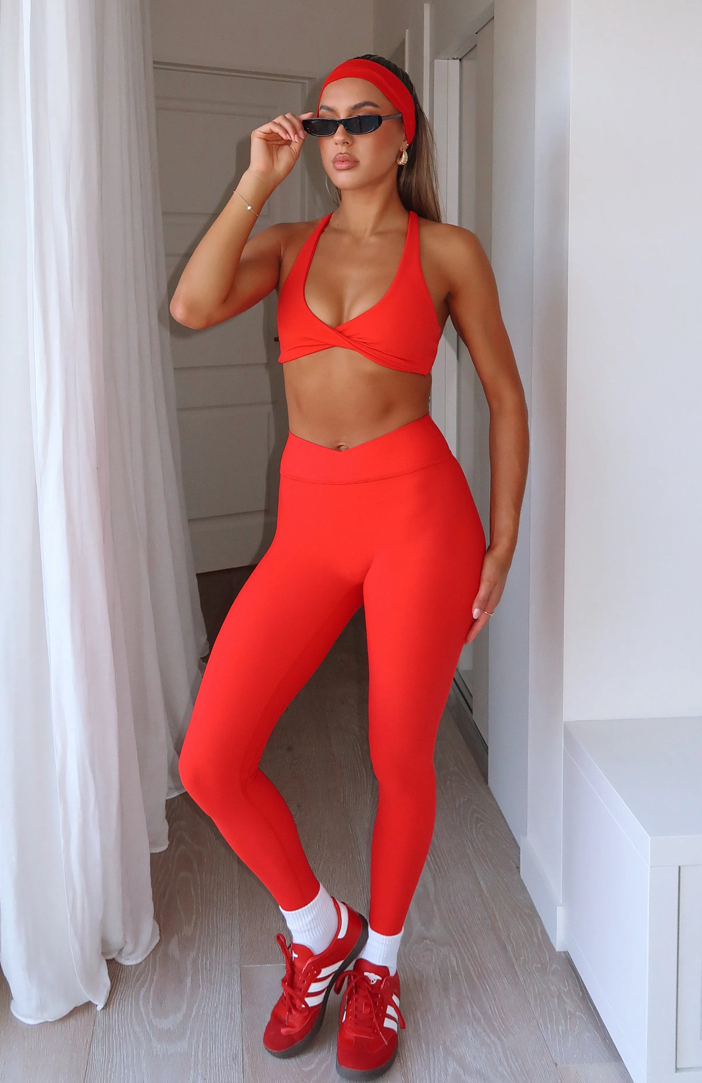 Ready Set Go Cross Front Leggings Red