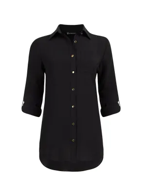 Roll-Tab Sleeve Tunic Top
