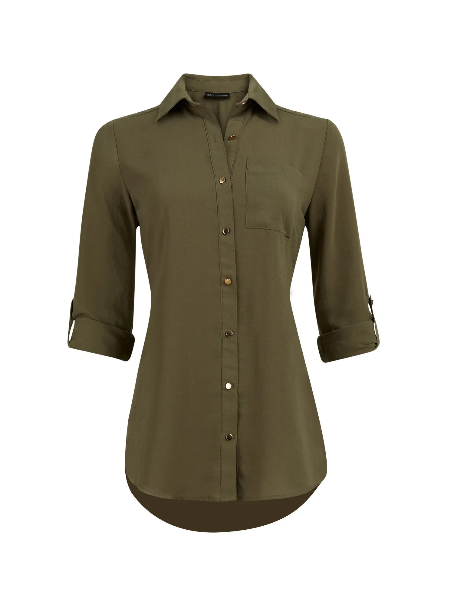 Roll-Tab Sleeve Tunic Top