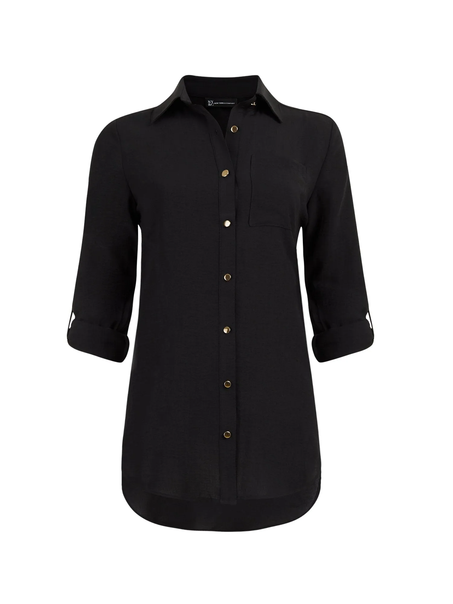 Roll-Tab Sleeve Tunic Top
