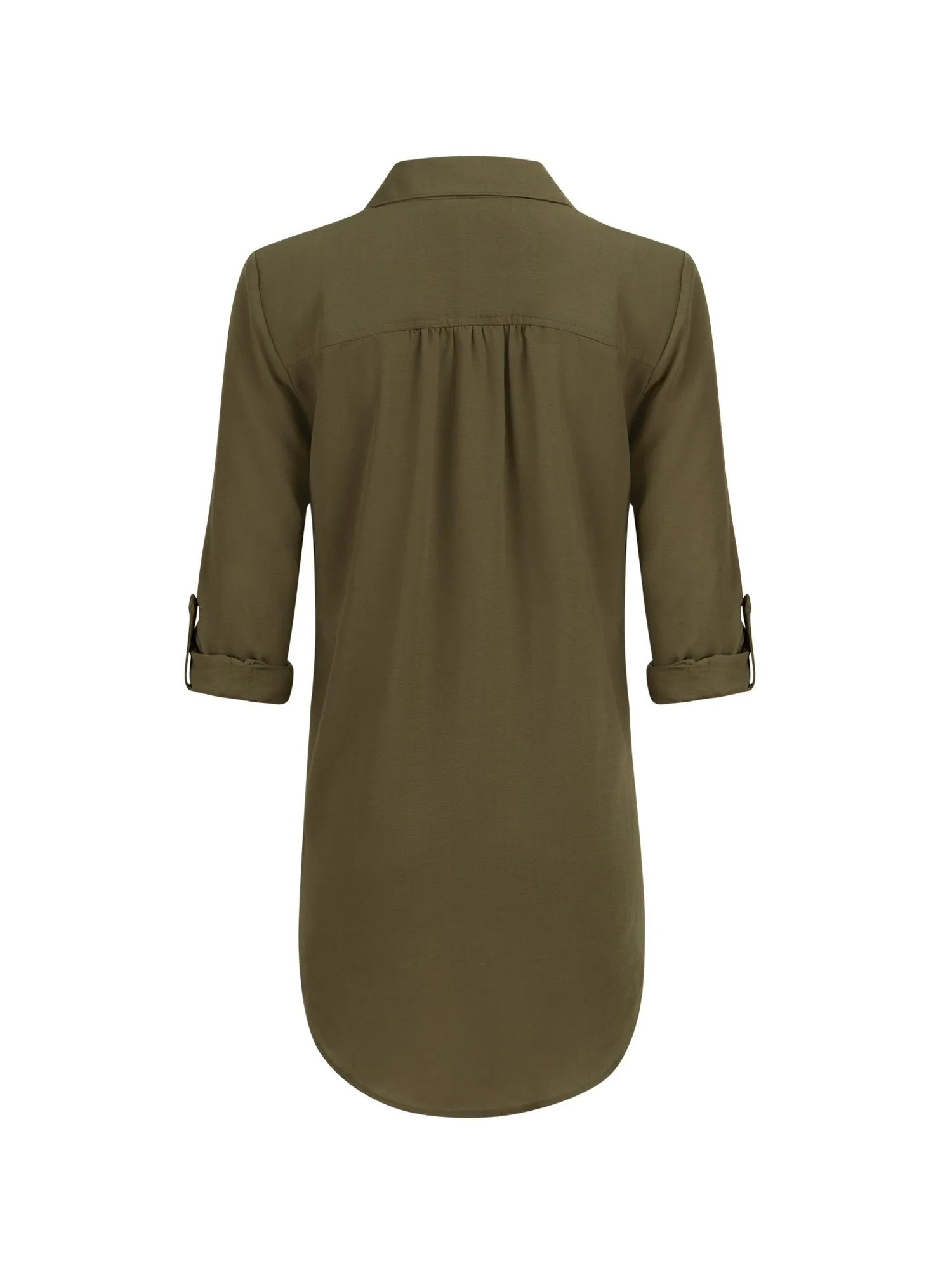 Roll-Tab Sleeve Tunic Top