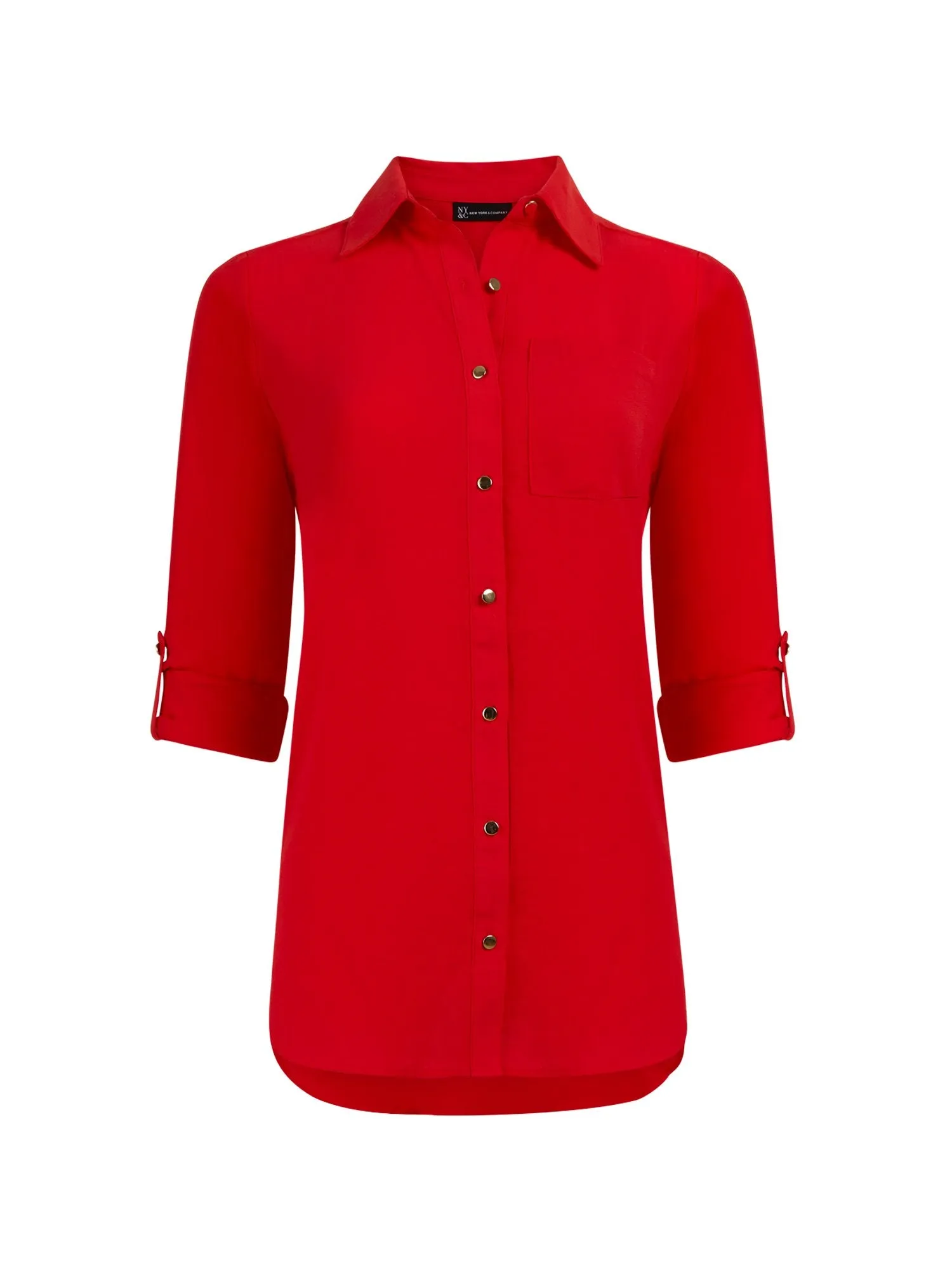 Roll-Tab Sleeve Tunic Top