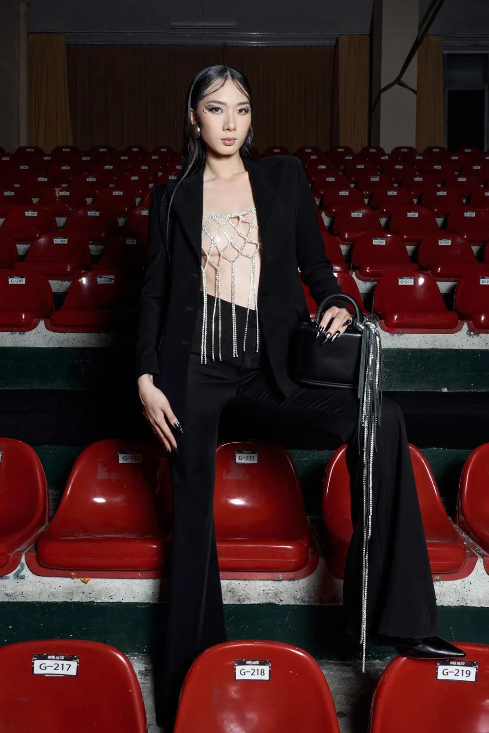 Selayne Fit and Flare Boot Cut Crepe Floor Length Pants