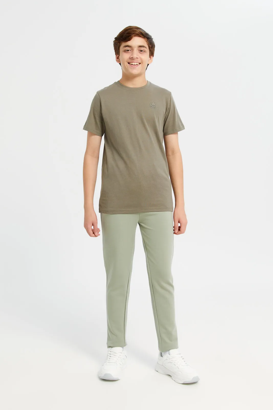 Senior Boys Mint Solid Trousers