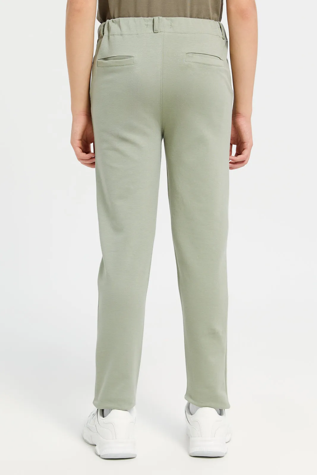 Senior Boys Mint Solid Trousers