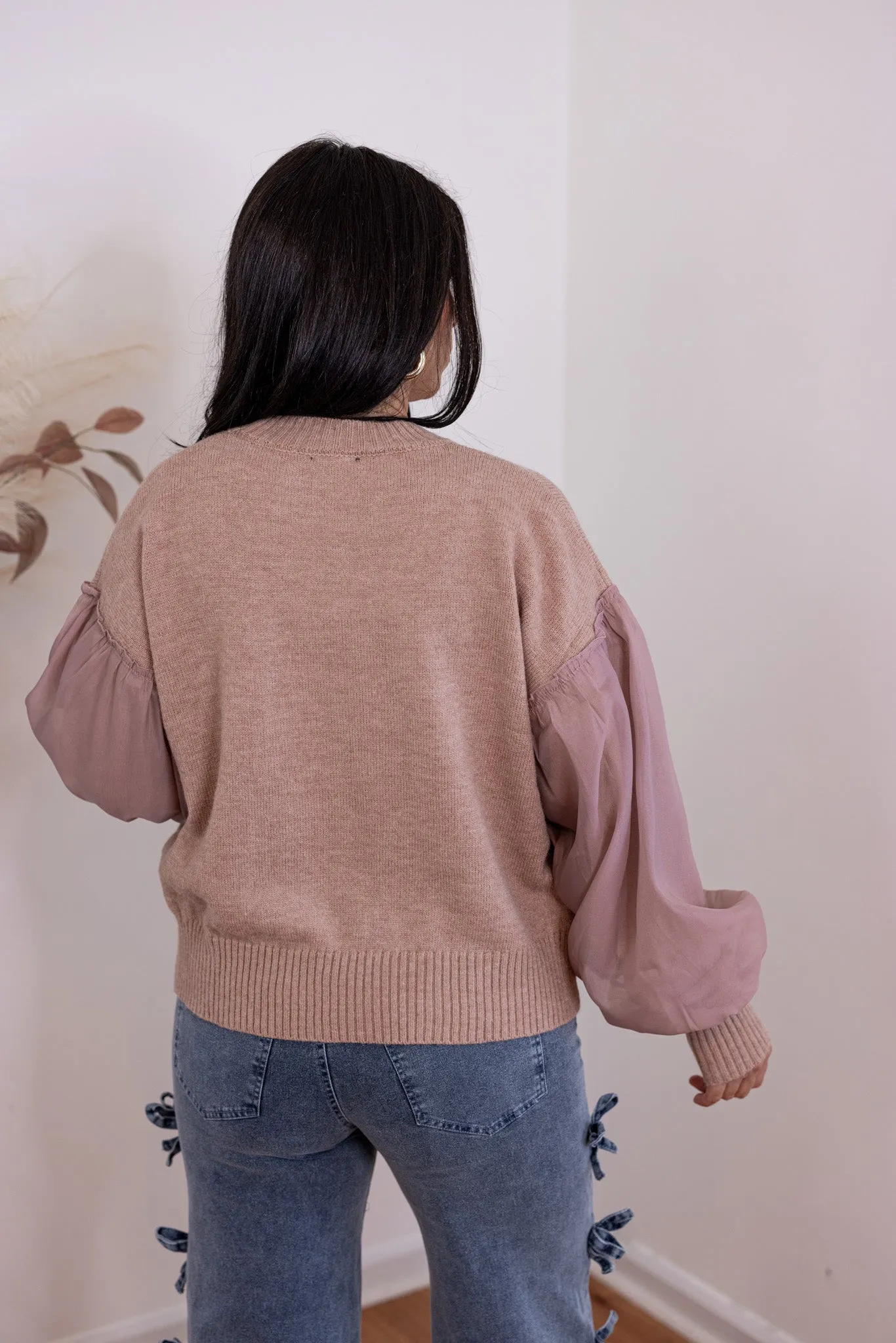 Sheer Elegance Mauve Knit Sweater