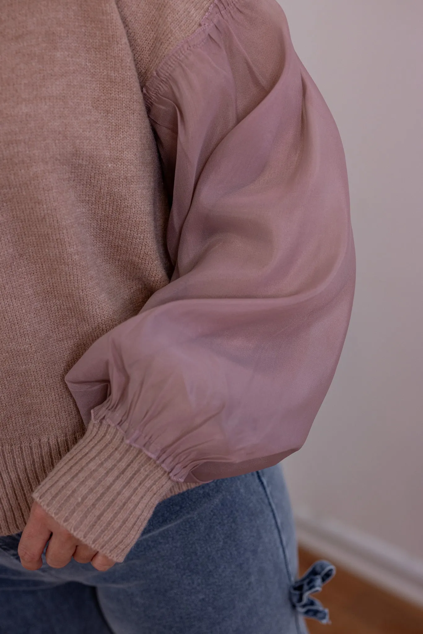 Sheer Elegance Mauve Knit Sweater