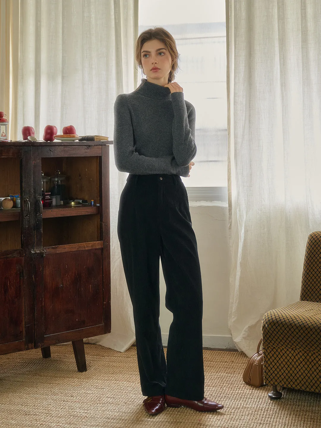 Sienna Simple Corduroy Straight Trousers