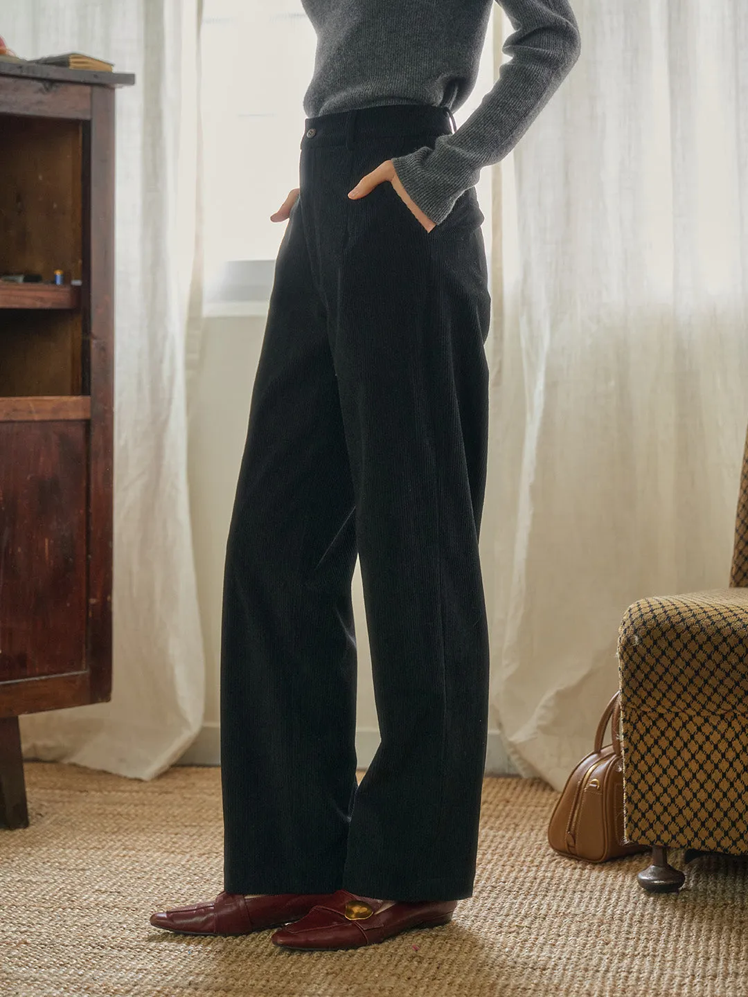 Sienna Simple Corduroy Straight Trousers
