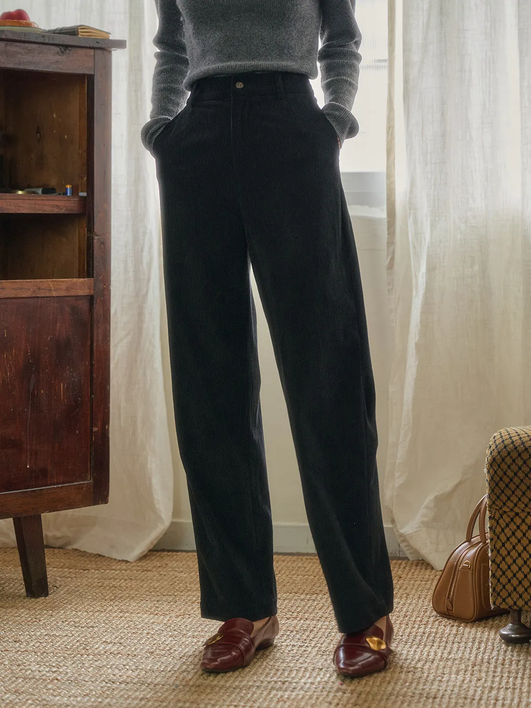 Sienna Simple Corduroy Straight Trousers