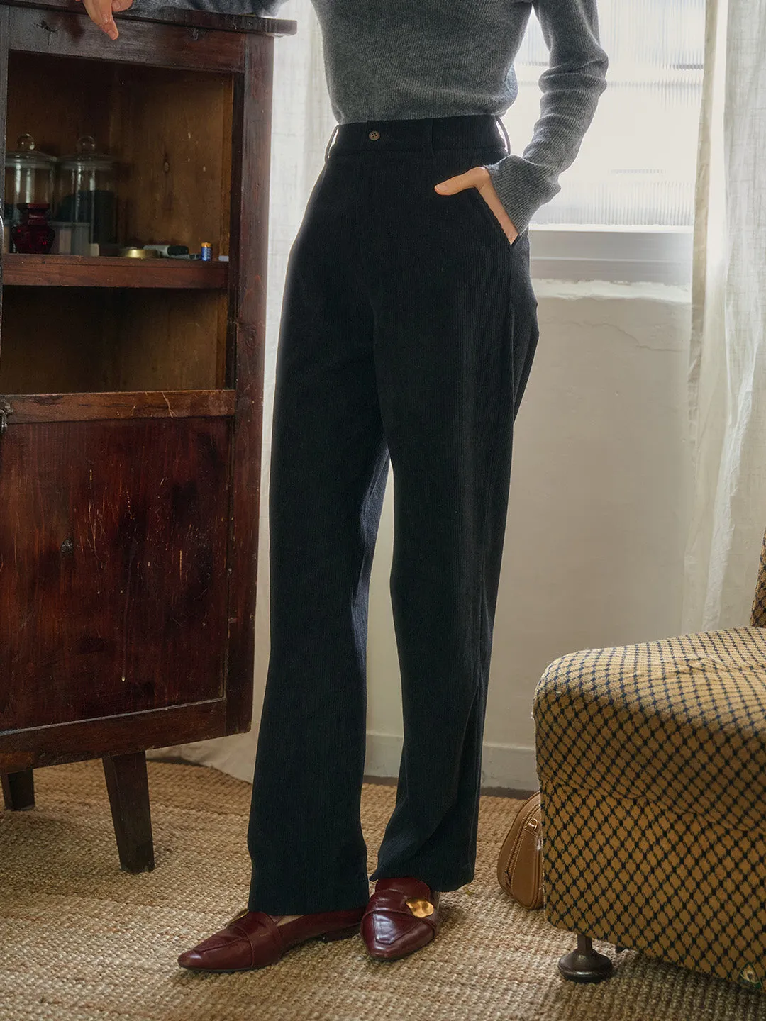 Sienna Simple Corduroy Straight Trousers