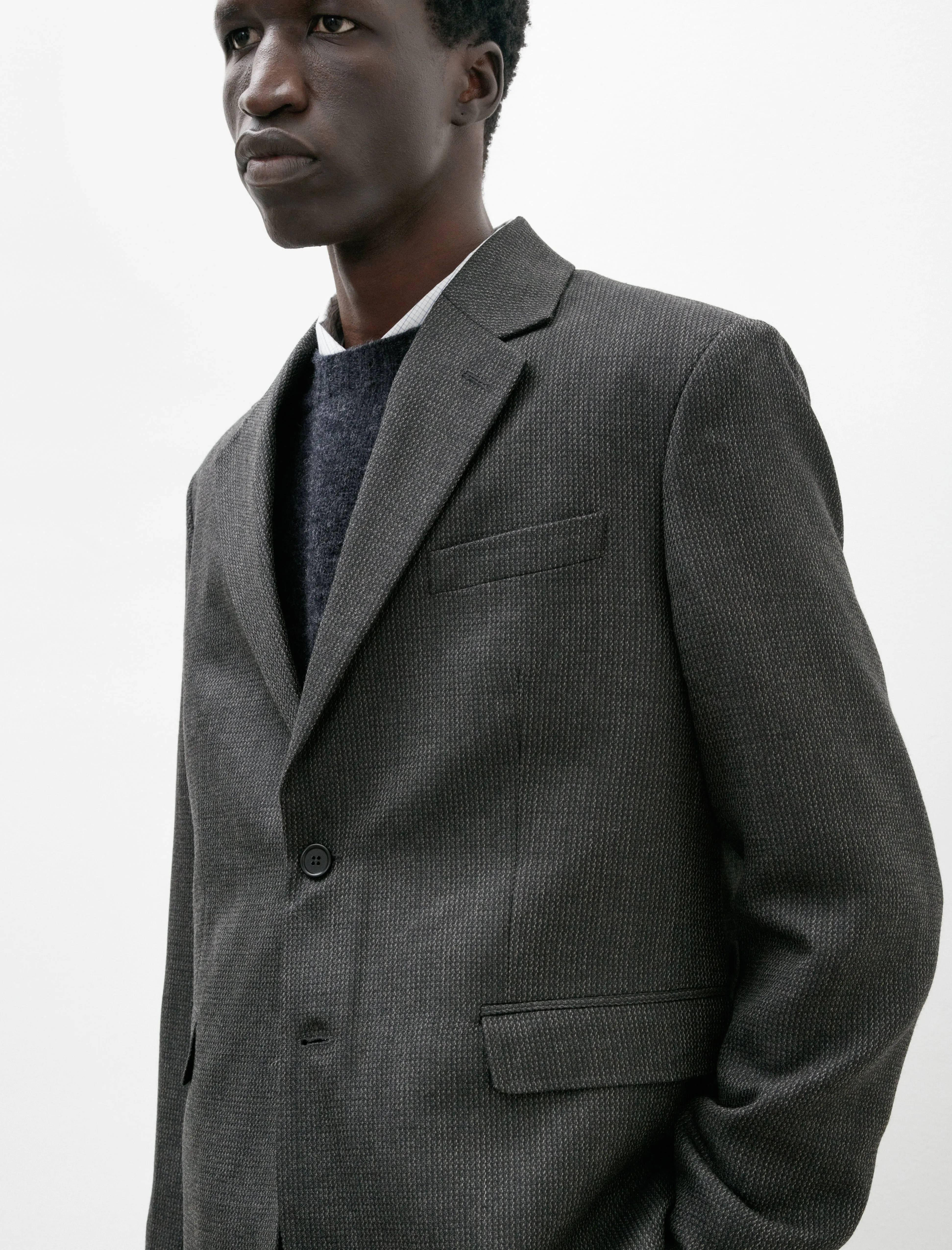Single Breasted Blazer Dark Grey Twist