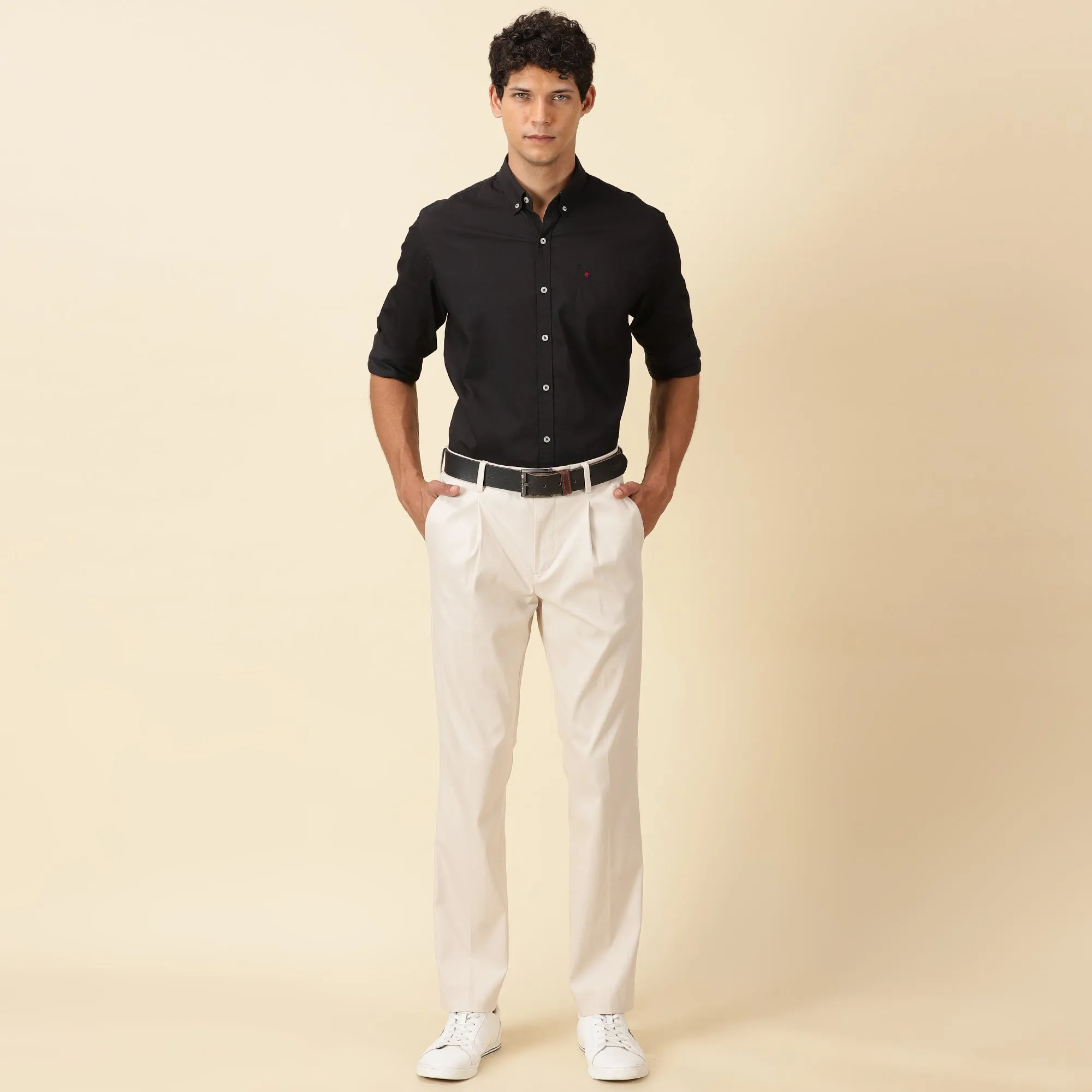 Single Pleated Relaxed Fit Trousers - French Oak