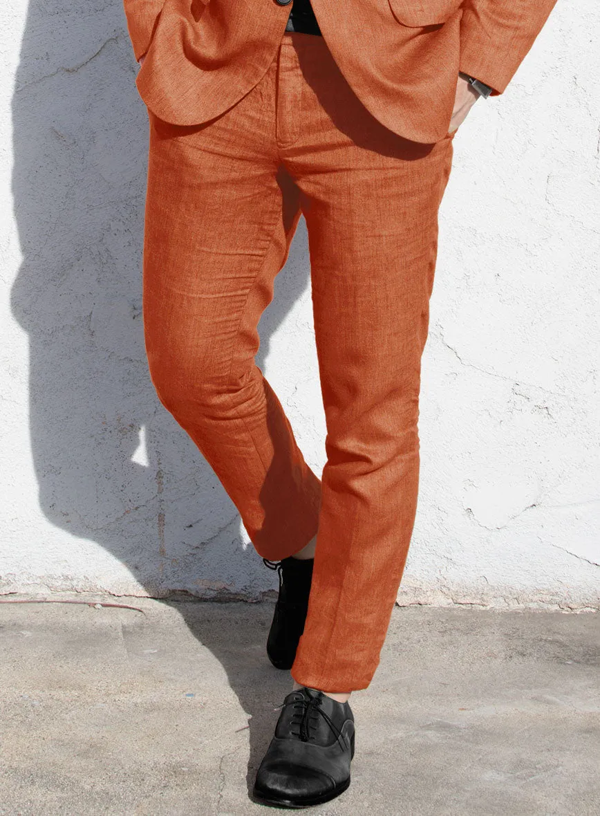 Solbiati Art Du Lin Deep Orange Linen Pants